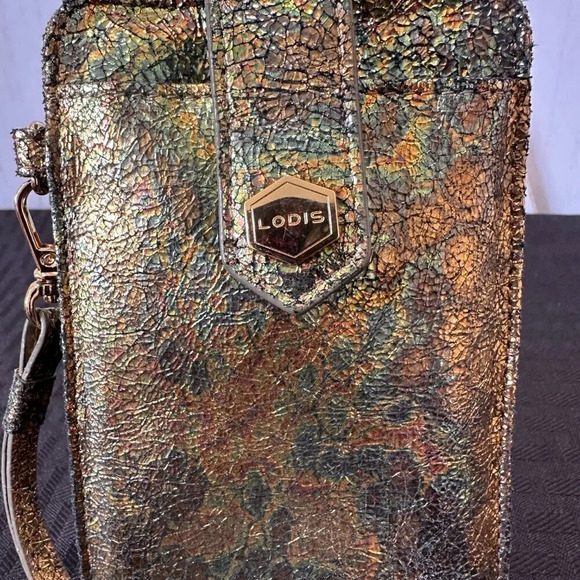 LODIS Metallic Crackle Leather ID/Card Holder Wristlet - Picture 5 of 6